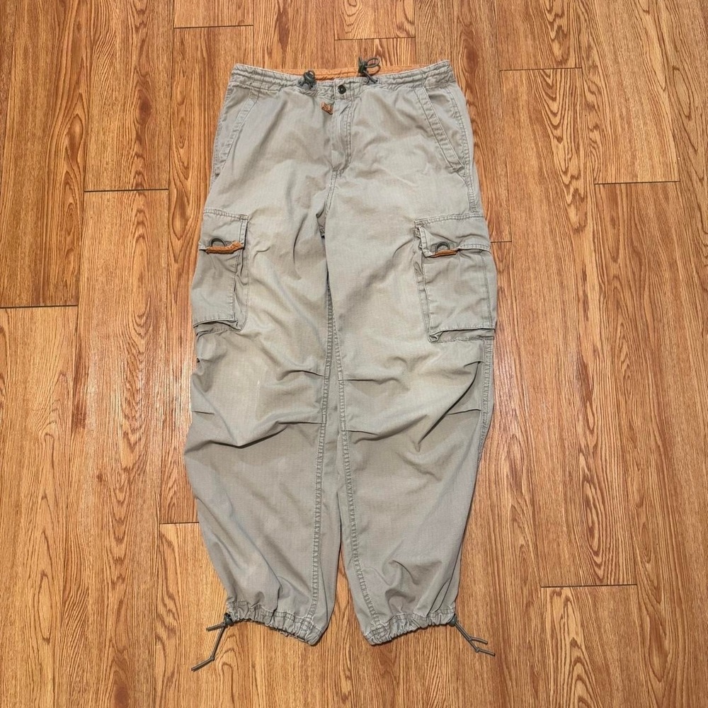 GAP Men's Pants Paratrooper Baggy Rave Y2K Skater Brown Adjustable Small